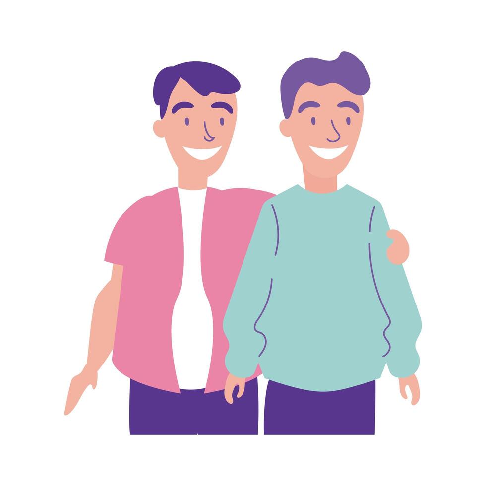 Feliz celebración del día de la amistad con pareja de hombres estilo plano pastel vector