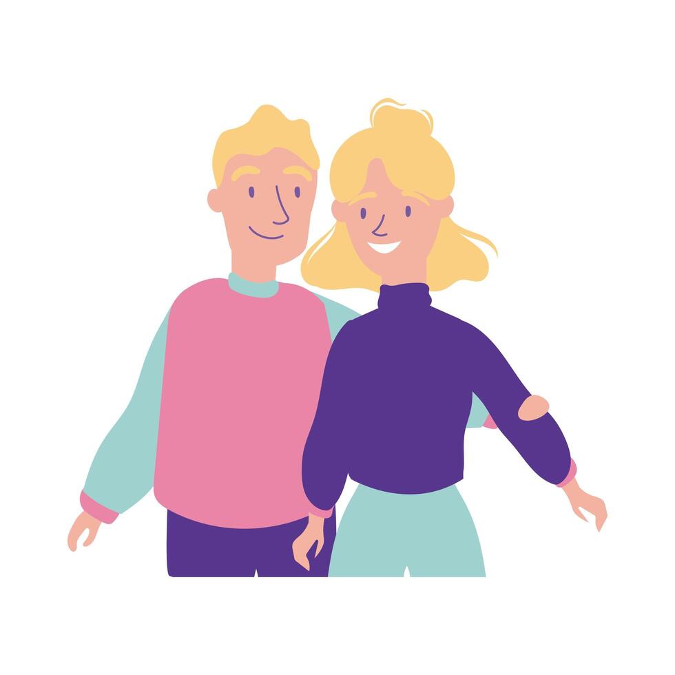 happy friendship day celebration with couple pastel flat style vector