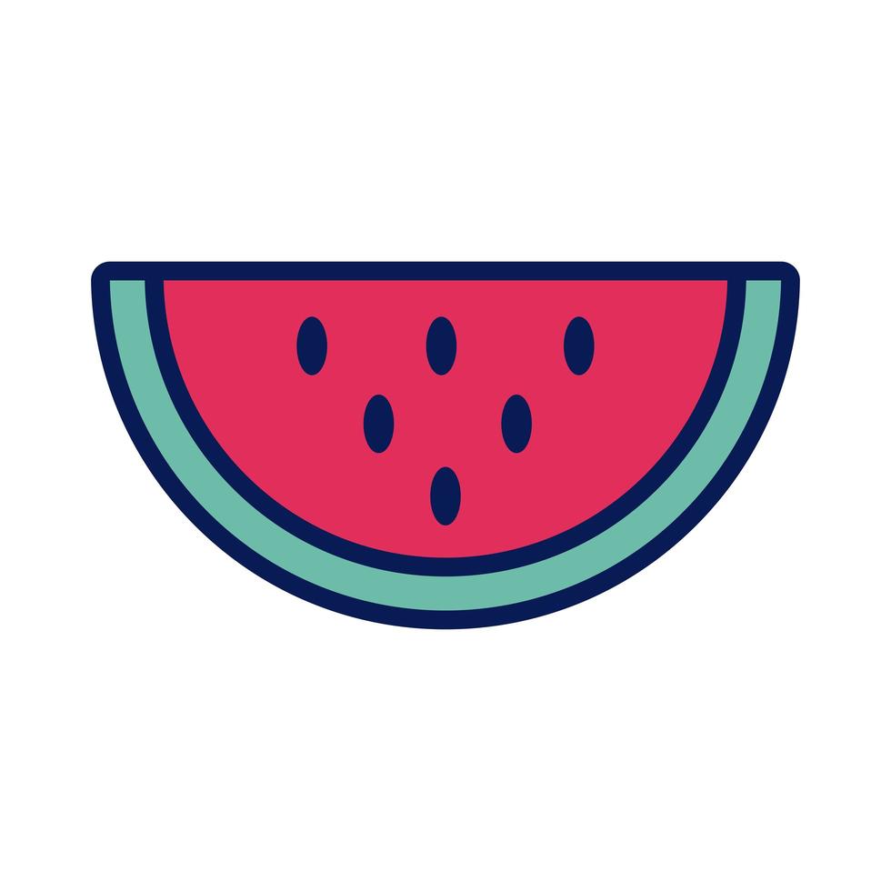 icono de relleno y línea de fruta fresca de sandía vector