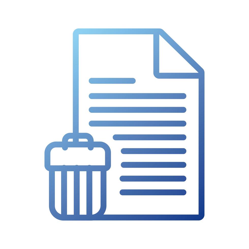 paper document with waste bin gradient style icon vector