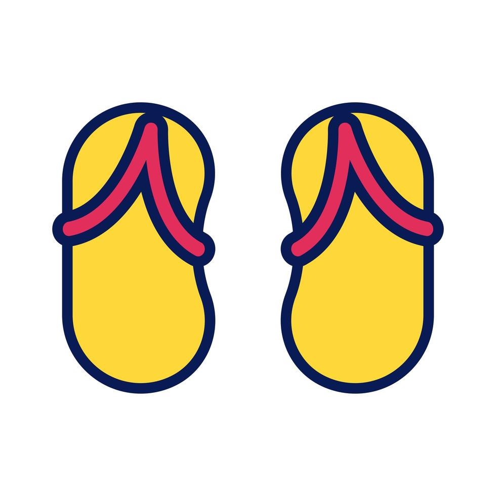 línea de chanclas e icono de relleno vector