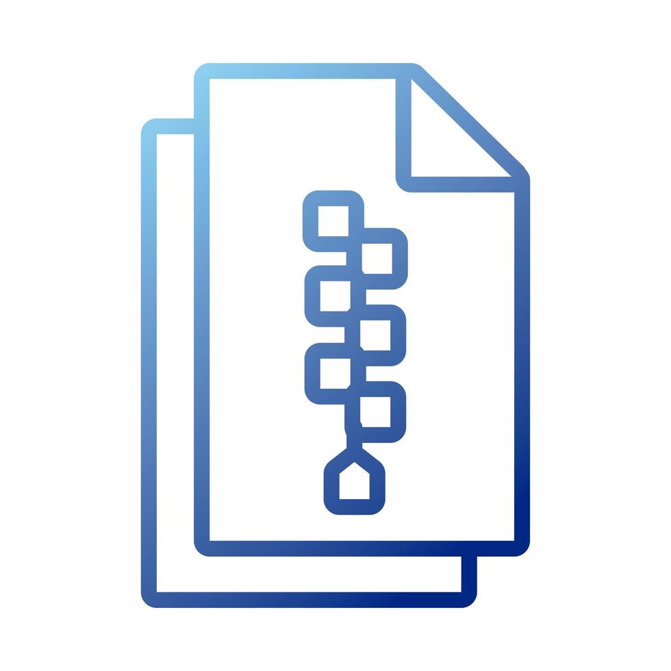 documentos documentos con icono de estilo degradado zip vector