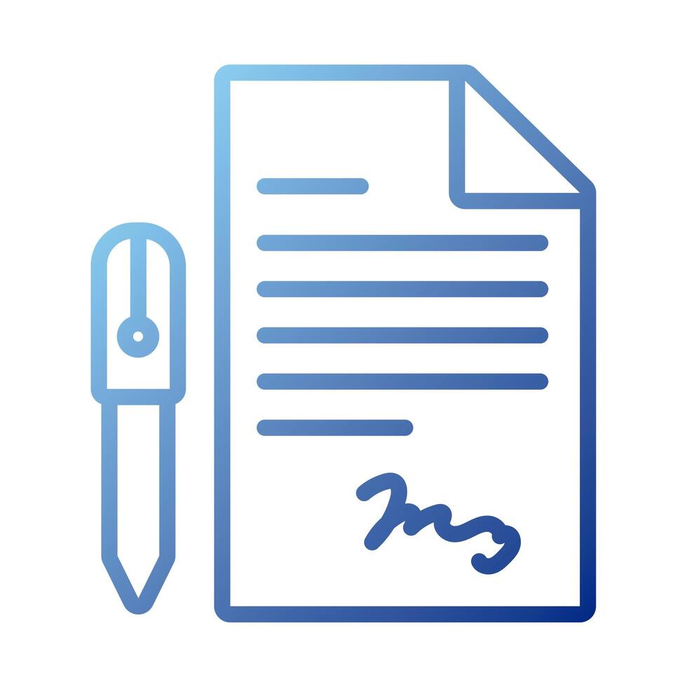 paper document with pen gradient style icon vector