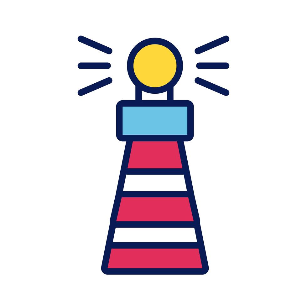 lighthouse sea signal line and fill style vector
