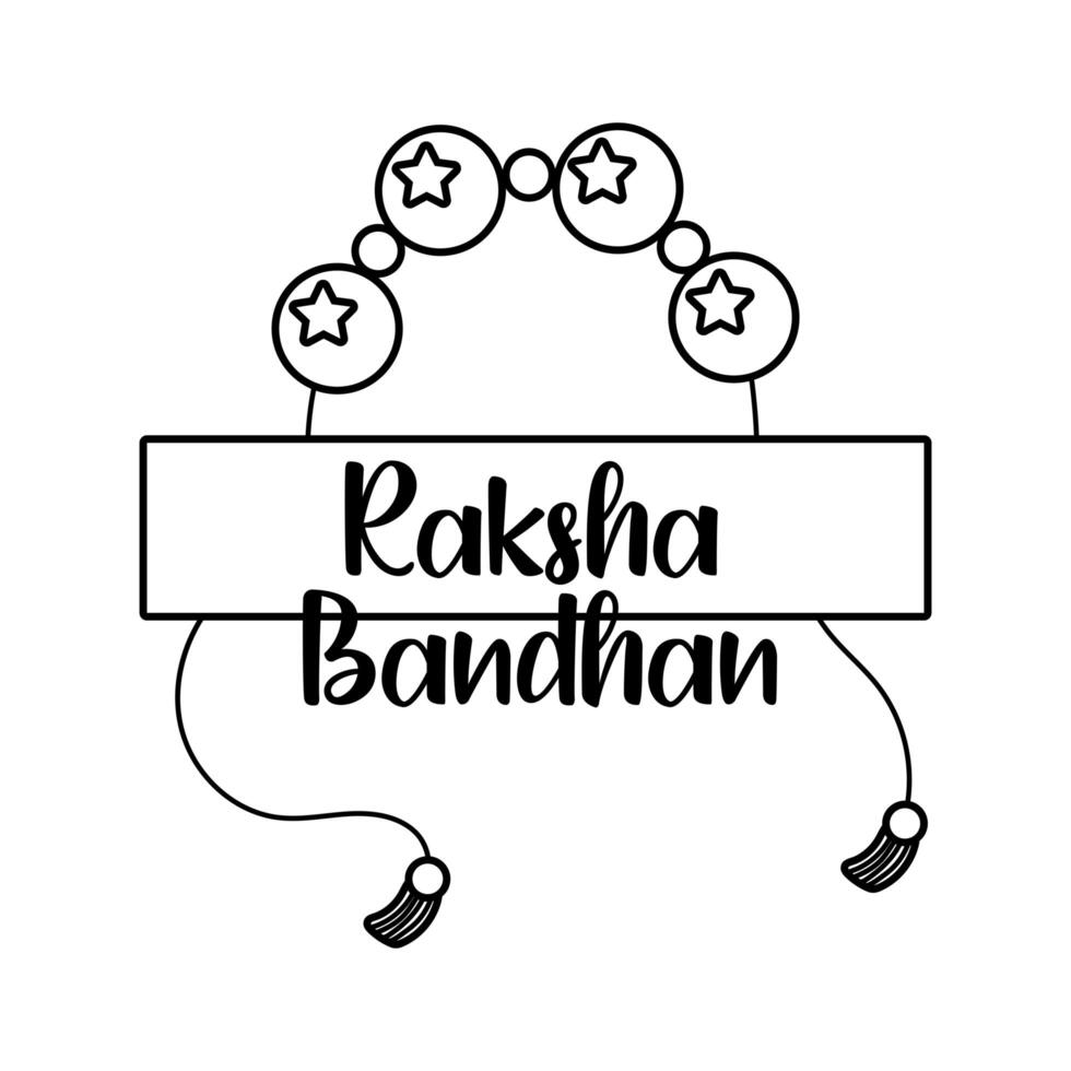 happy raksha bandhan wristband with balls line style vector