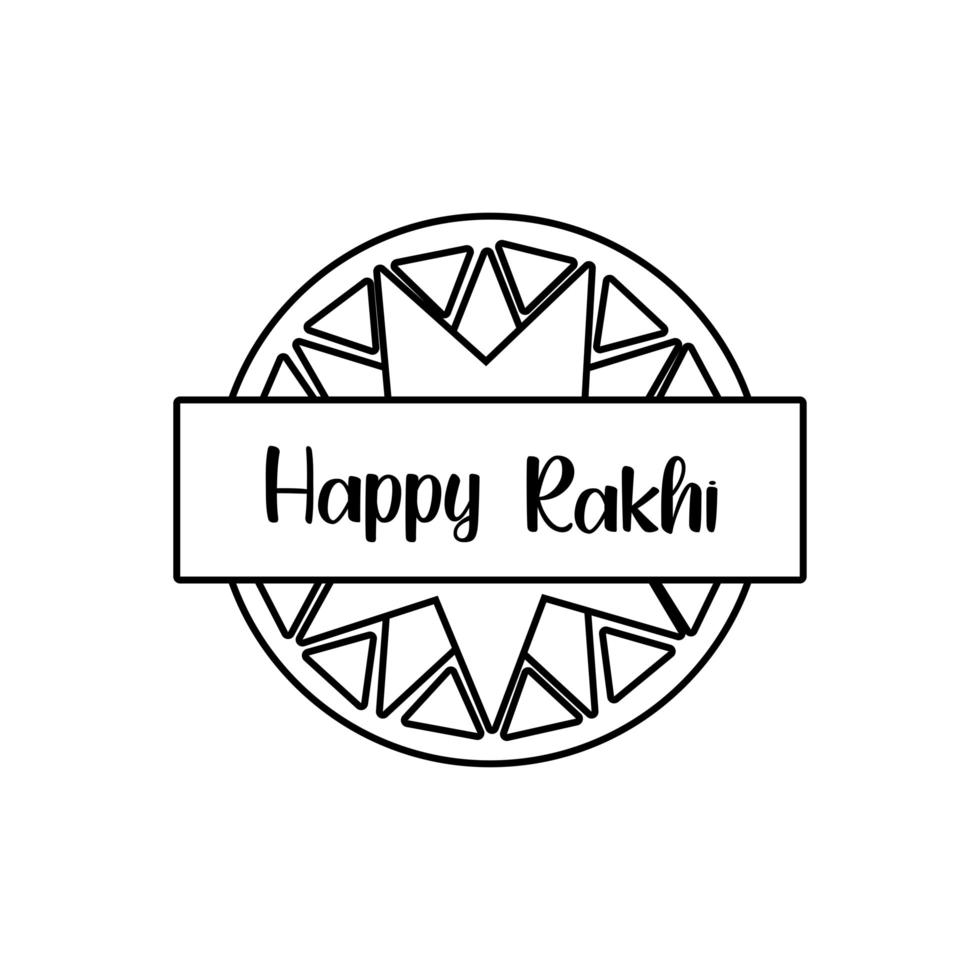 happy raksha bandhan flower decoration line style vector