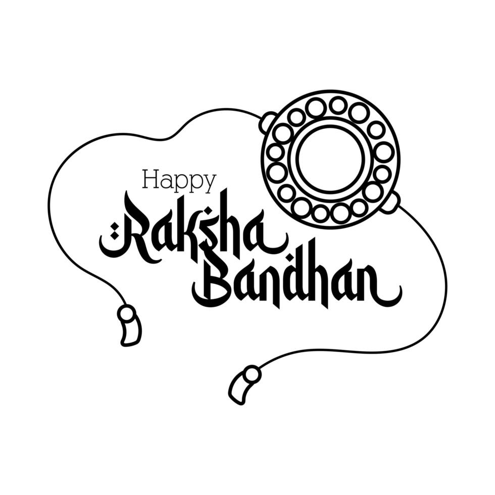 happy raksha bandhan flower wristband accessory line style vector
