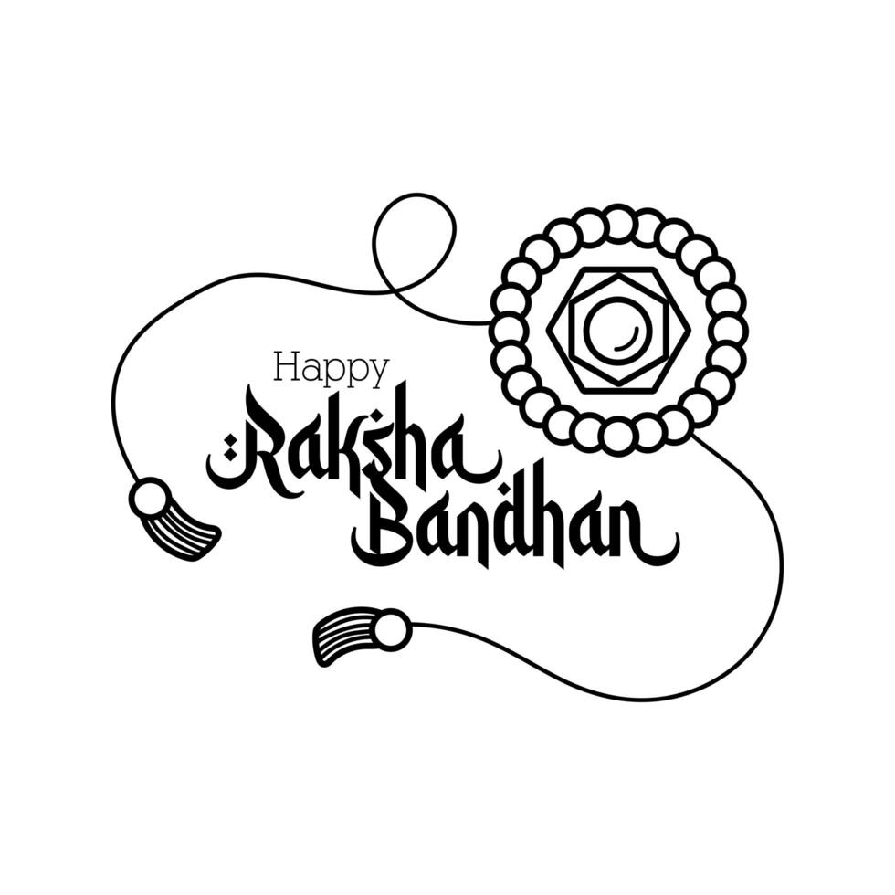 happy raksha bandhan flower wristband accessory line style vector