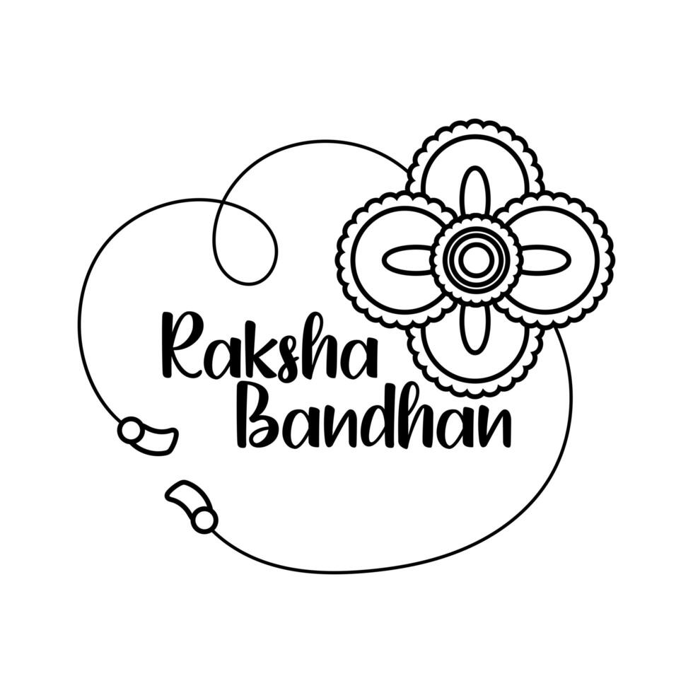 happy raksha bandhan flower wristband accessory line style vector