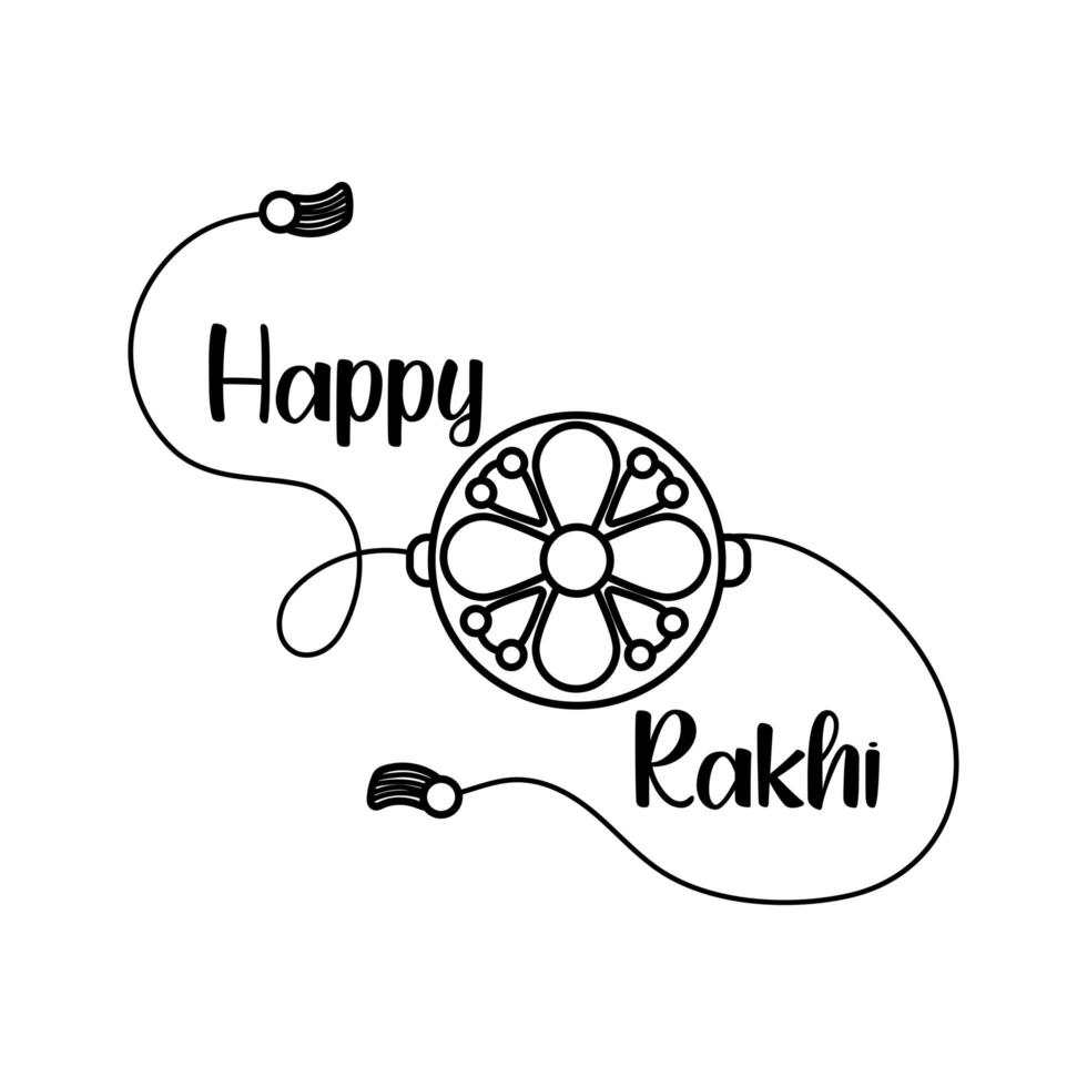 happy raksha bandhan flower wristband accessory line style vector