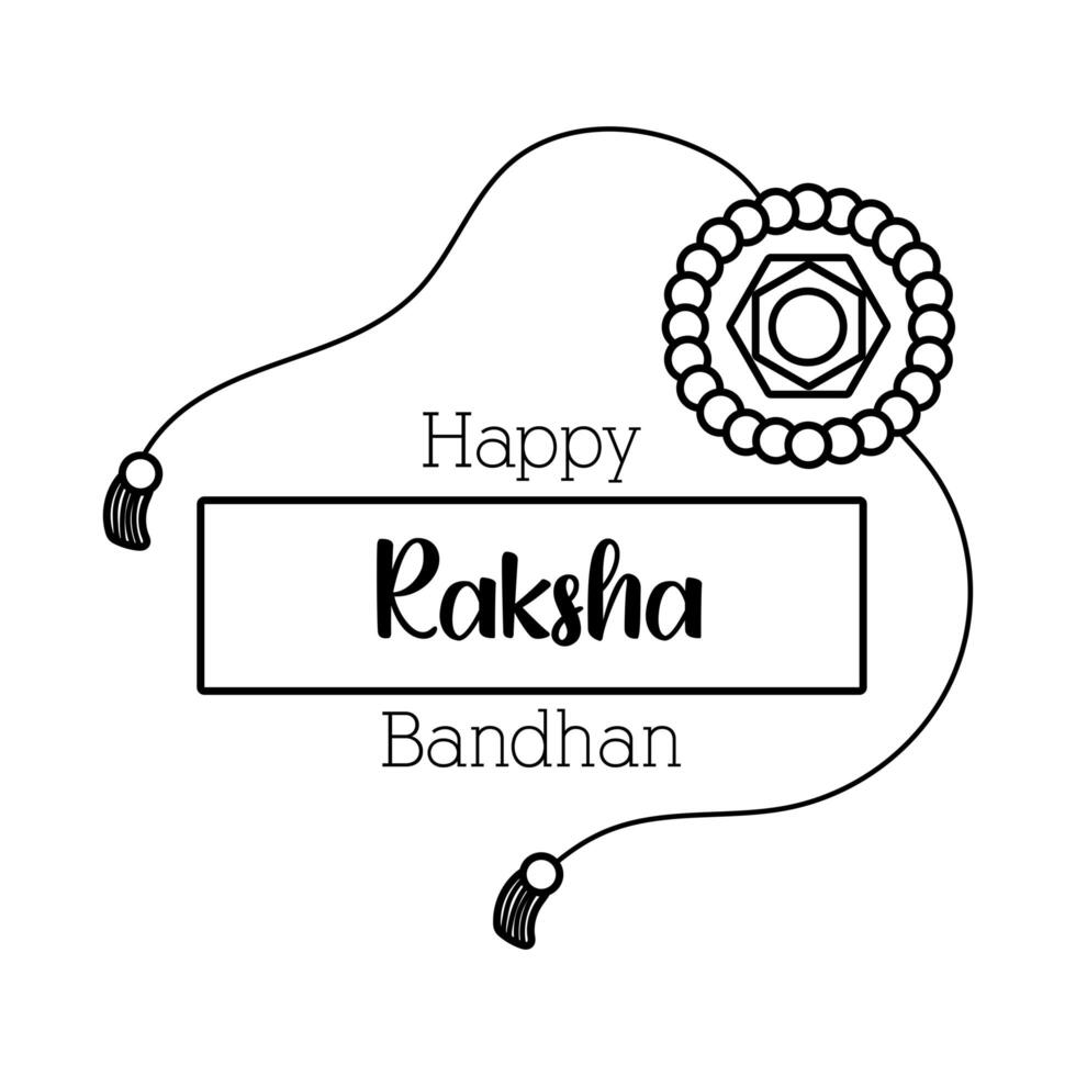 estilo de línea de accesorios de pulsera de flor de raksha bandhan feliz vector