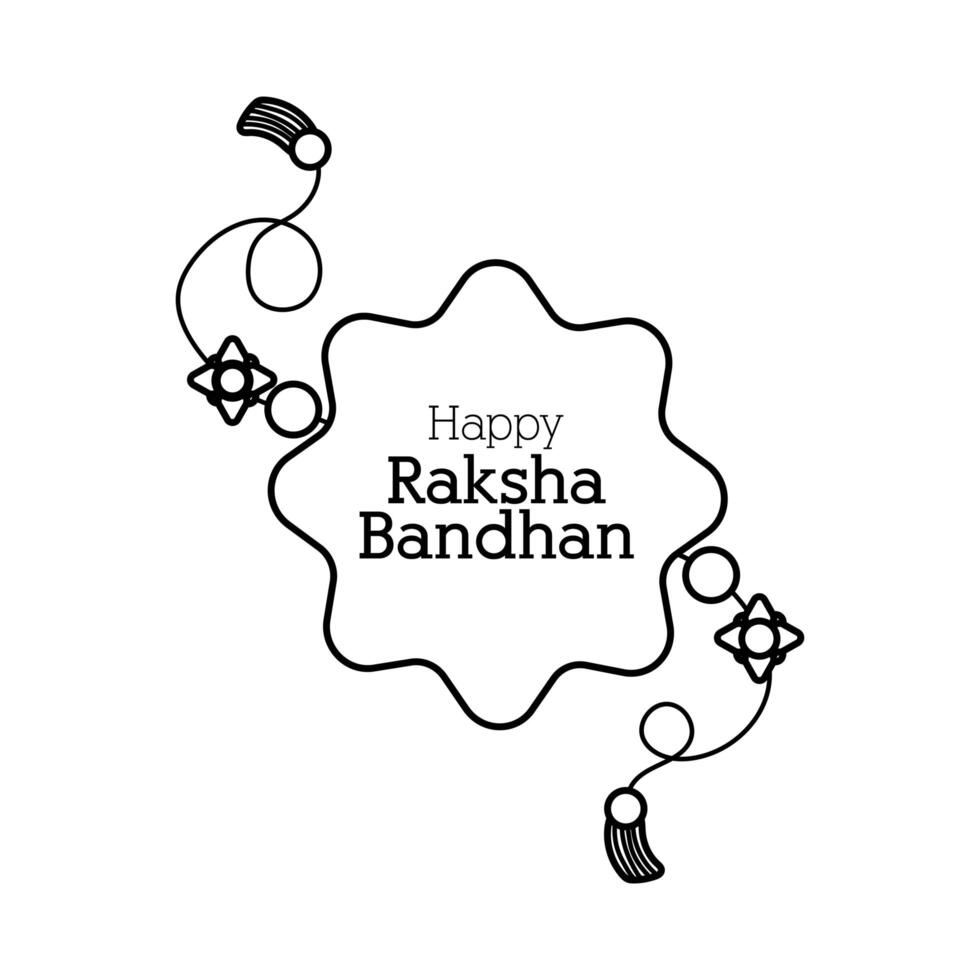 happy raksha bandhan wristband with lace and balls line style vector