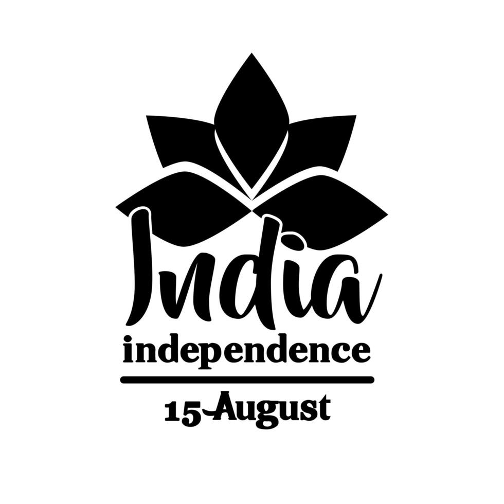 india independence day celebration with lutus flower silhouette style vector