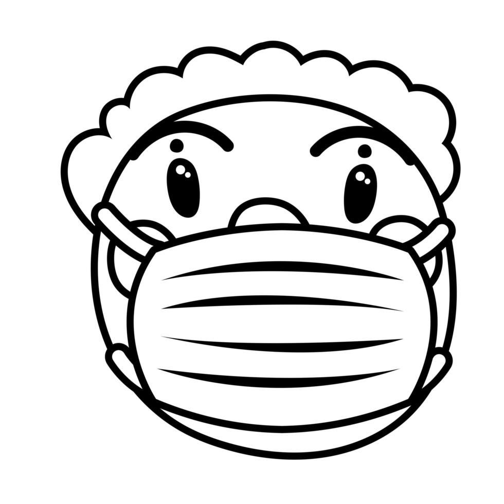 clown emoji wearing medical mask line style vector