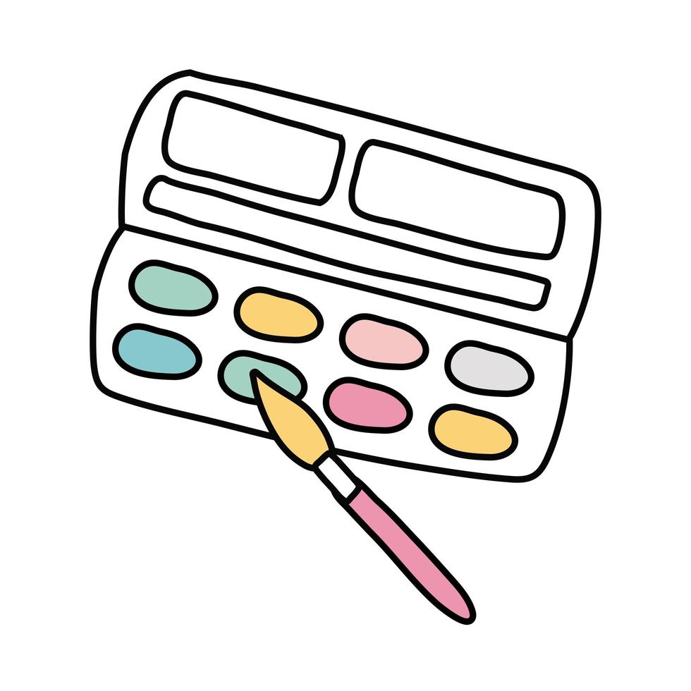 paint palette and brush line style vector