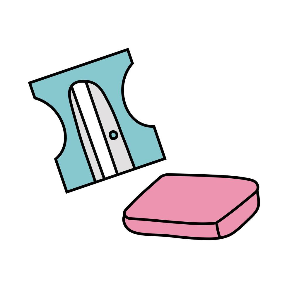 sharpener and eraser free form style icon vector