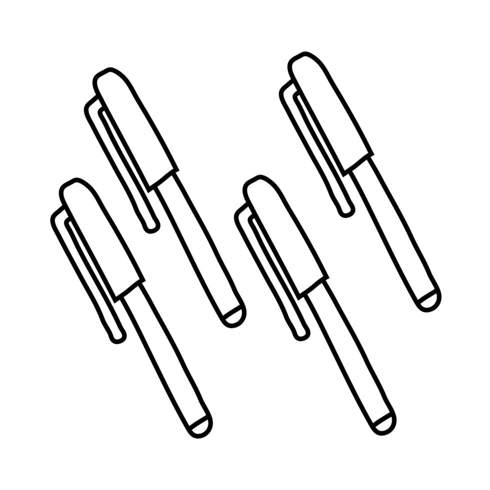 set of pens line style icons vector
