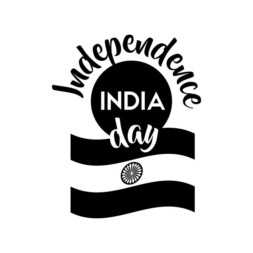 india independence day celebration with flag silhouette style vector