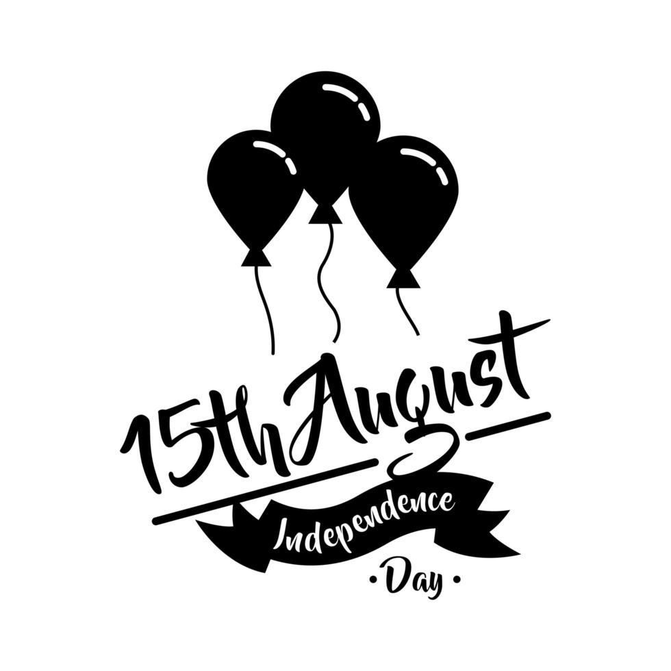 india independence day celebration with balloons helium silhouette style vector