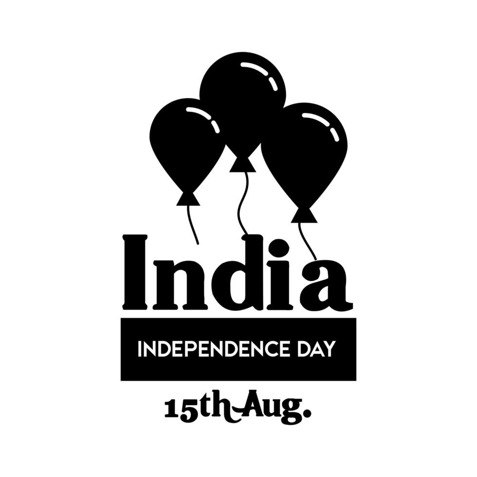 india independence day celebration with balloons helium silhouette style vector