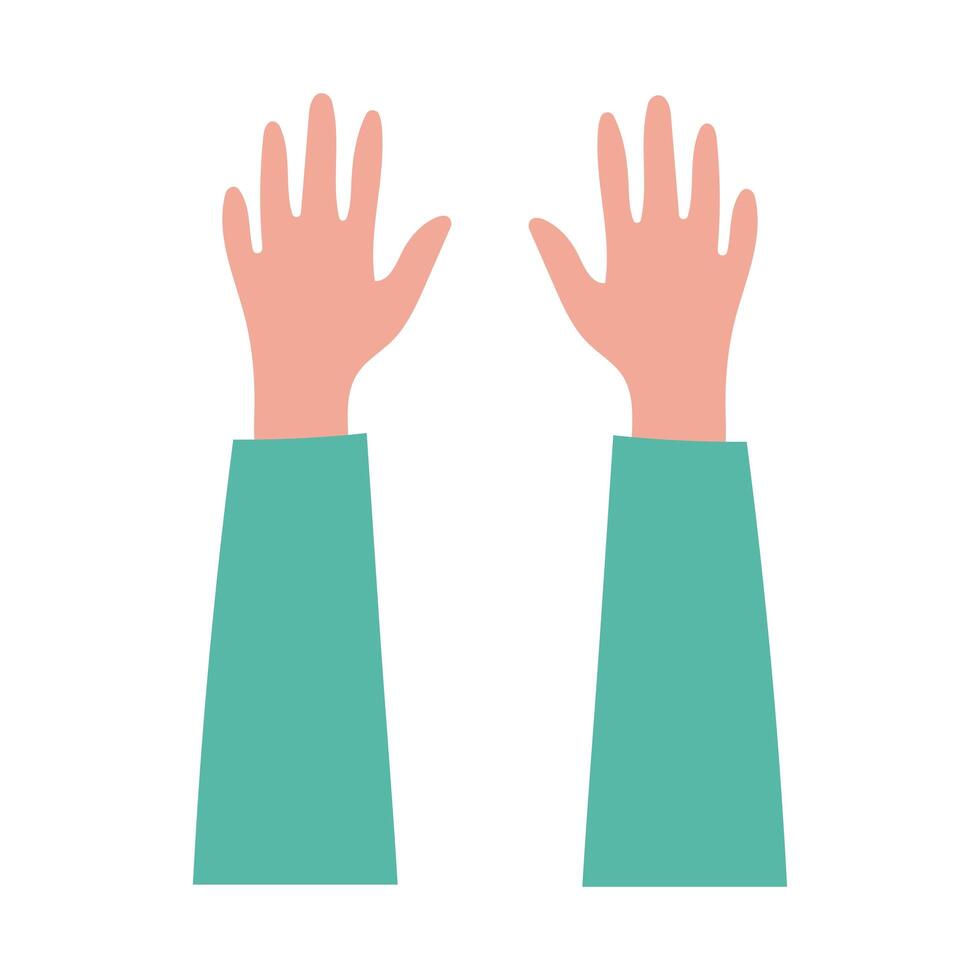 happy friendship day celebration with hands up pastel flat style vector