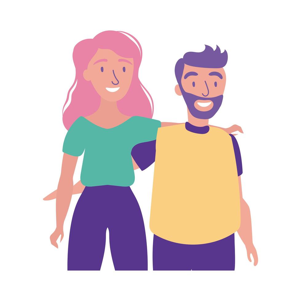 feliz celebración del día de la amistad con pareja estilo plano pastel vector