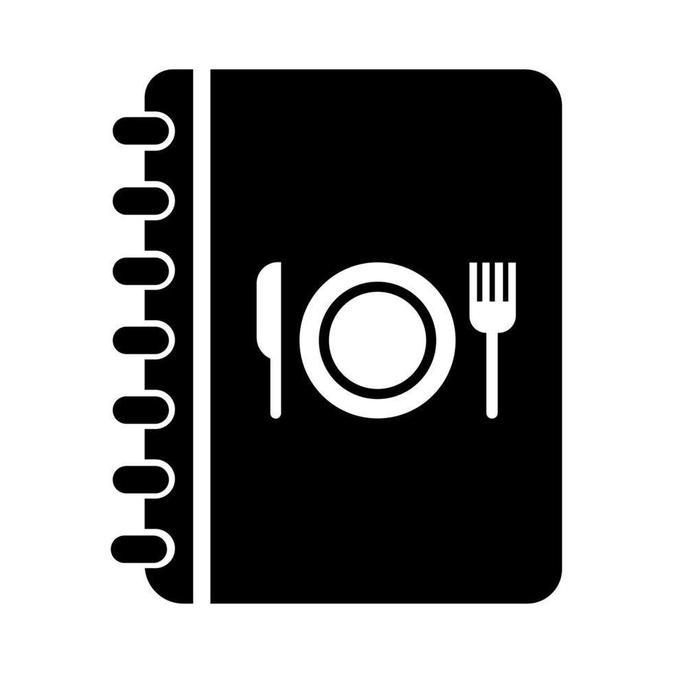 restaurant menu with cutlery and dish silhouette style vector