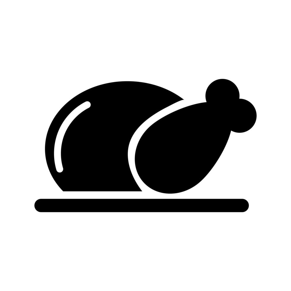 delicious turkey in dish line style vector