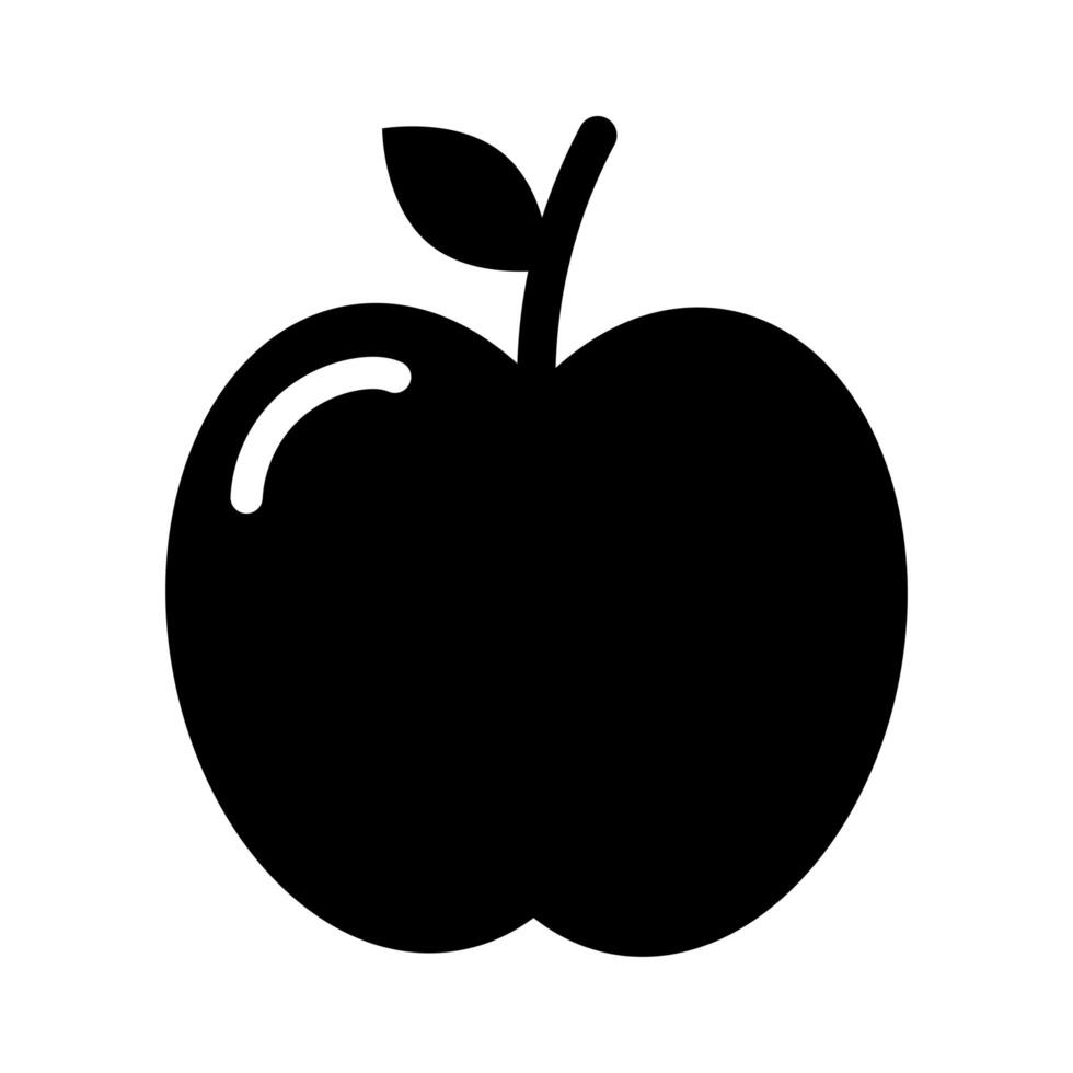 icono de estilo de silueta de fruta de manzana vector