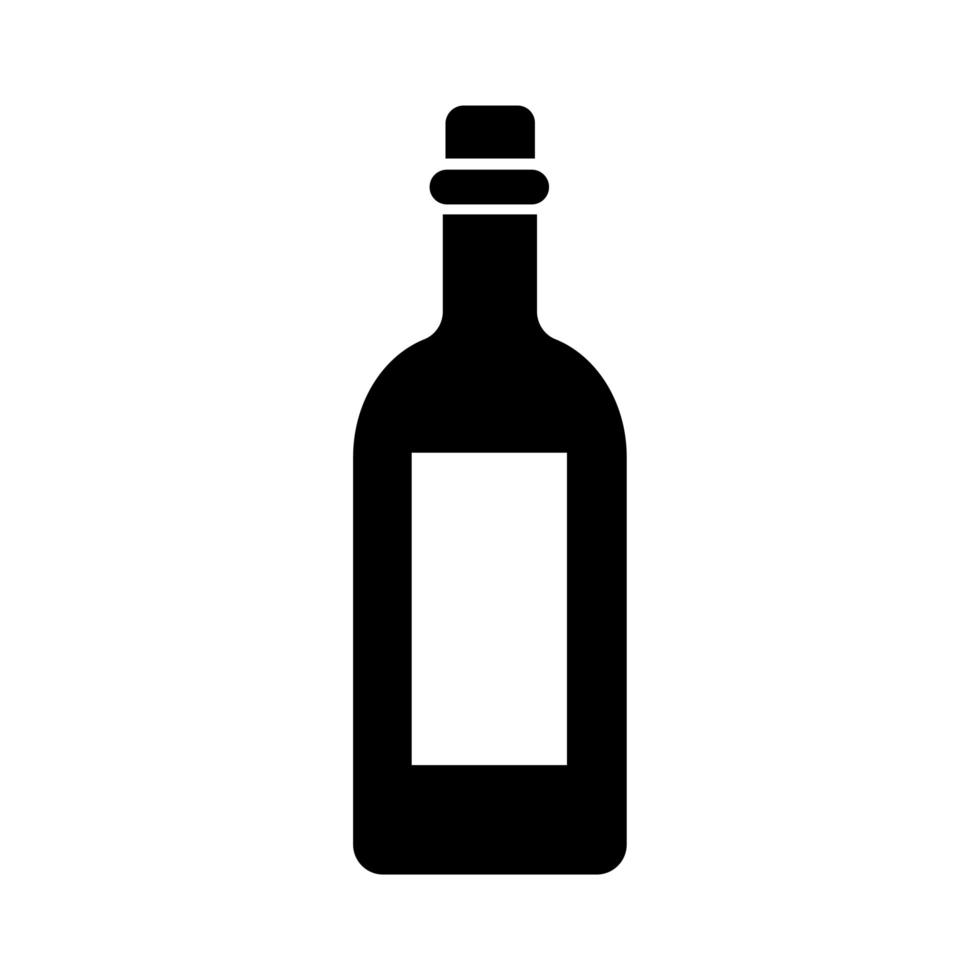 icono de estilo de silueta de bebida de botella de vino vector