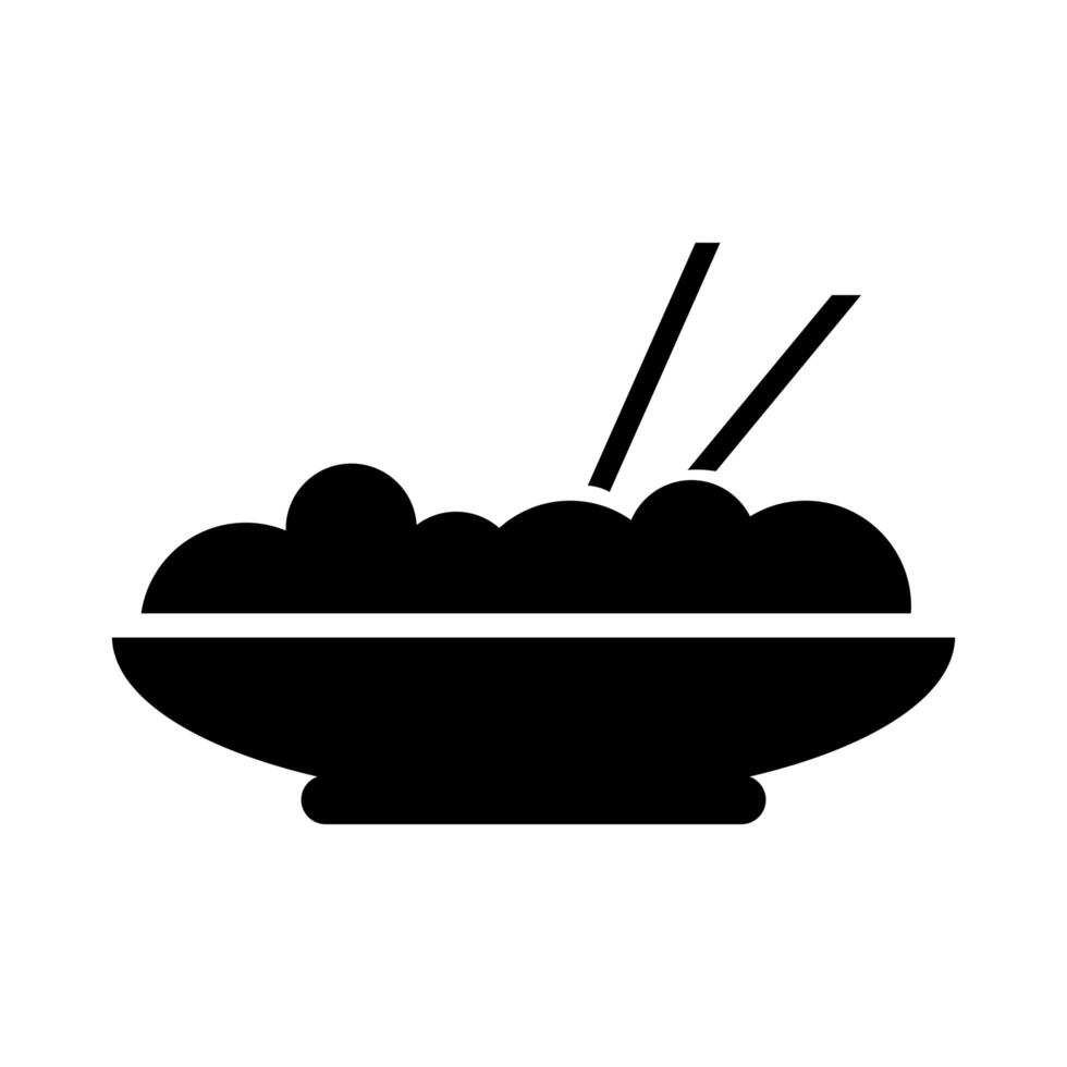 chinese food with chopsticks silhouette style vector