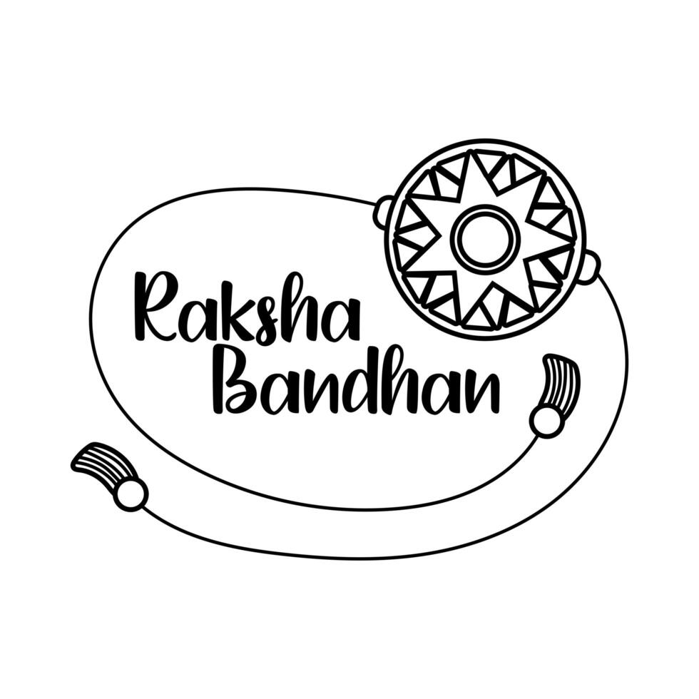 happy raksha bandhan flower wristband accessory line style vector
