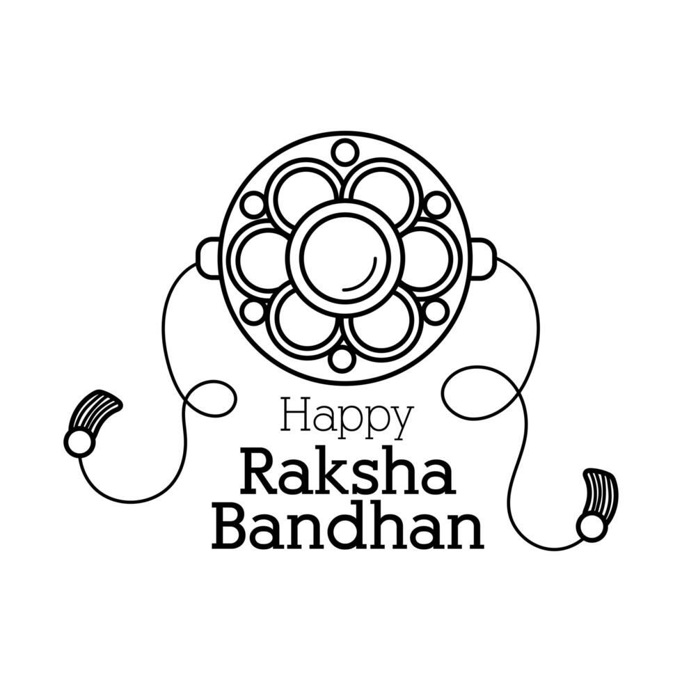 happy raksha bandhan flower wristband accessory line style vector