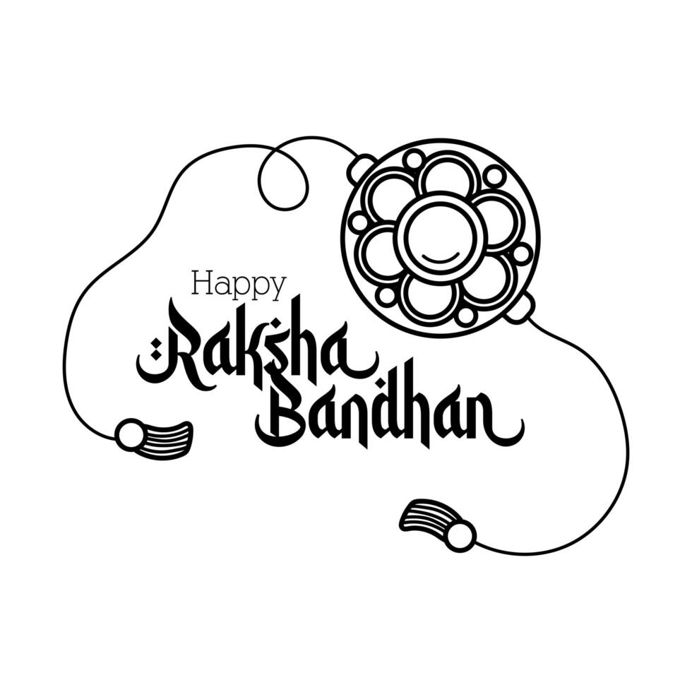 happy raksha bandhan flower wristband accessory line style vector