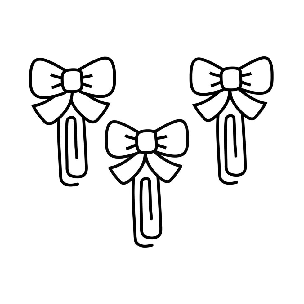 paper clips with bowties decoratives line style vector