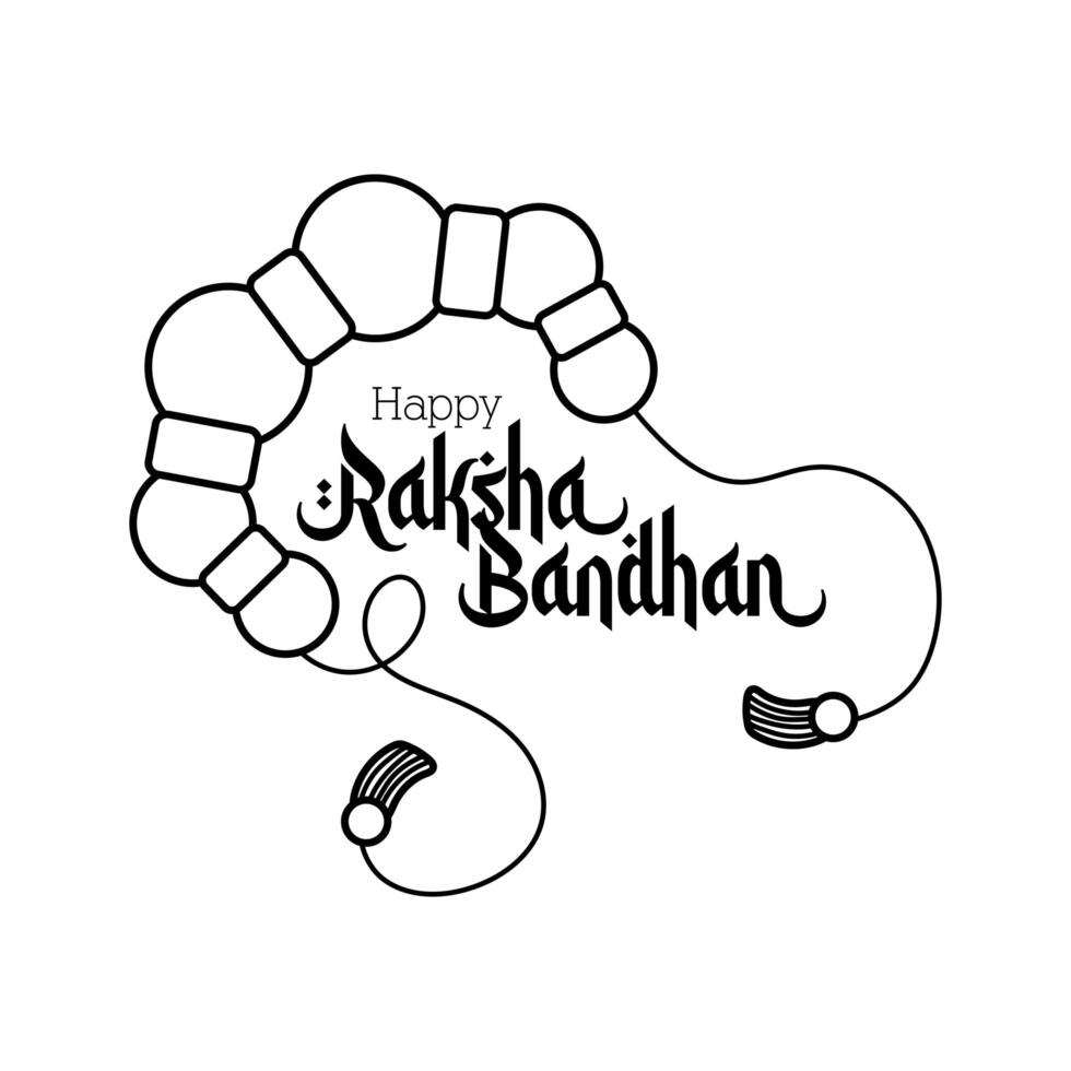 happy raksha bandhan wristband with balls line style vector