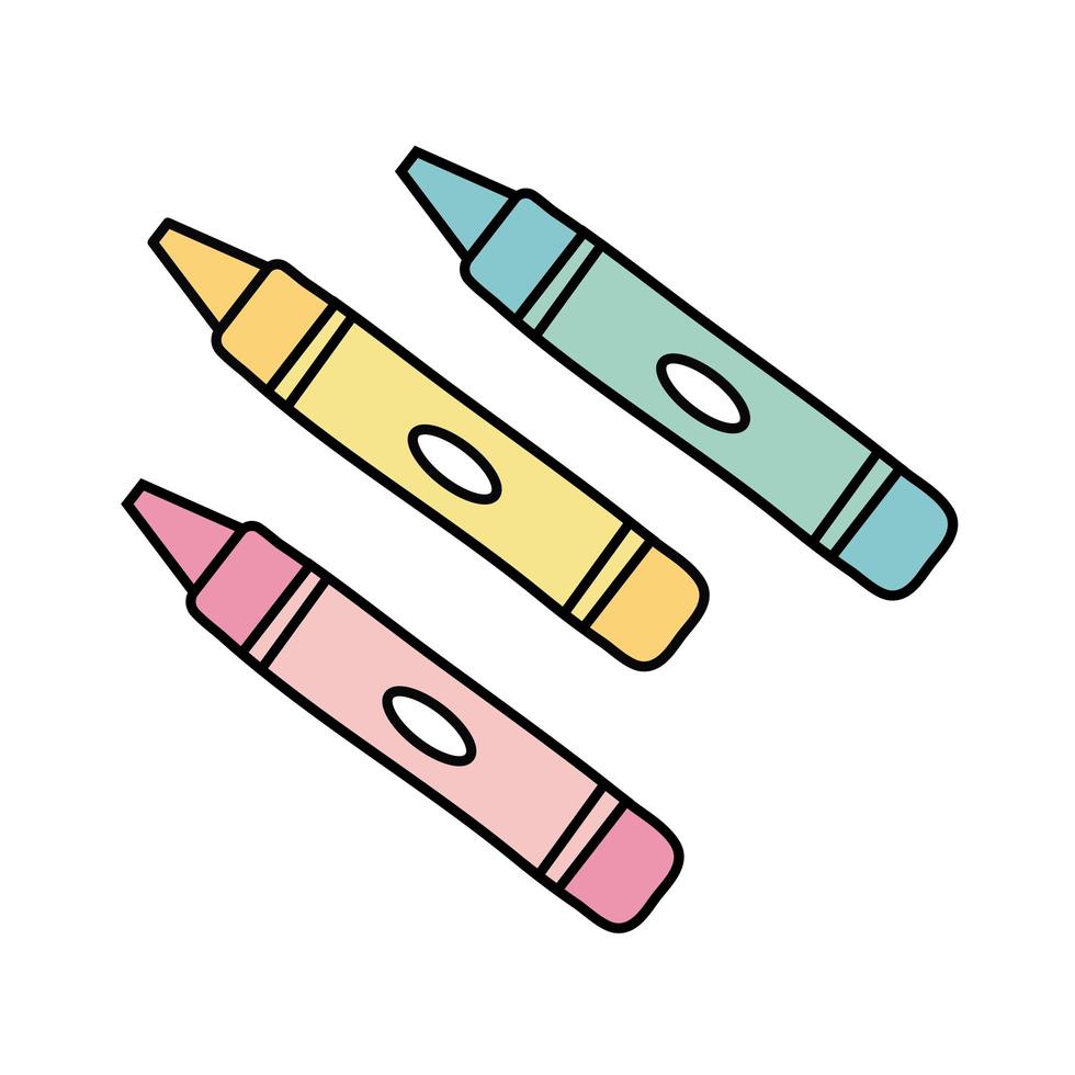 lápices de colores útiles escolares estilo de línea vector