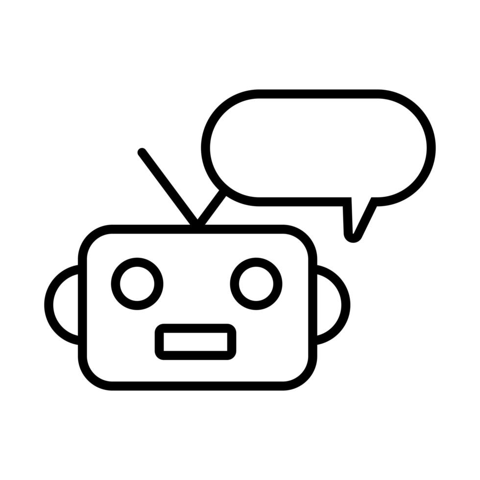 robot with speech bubble line style vector