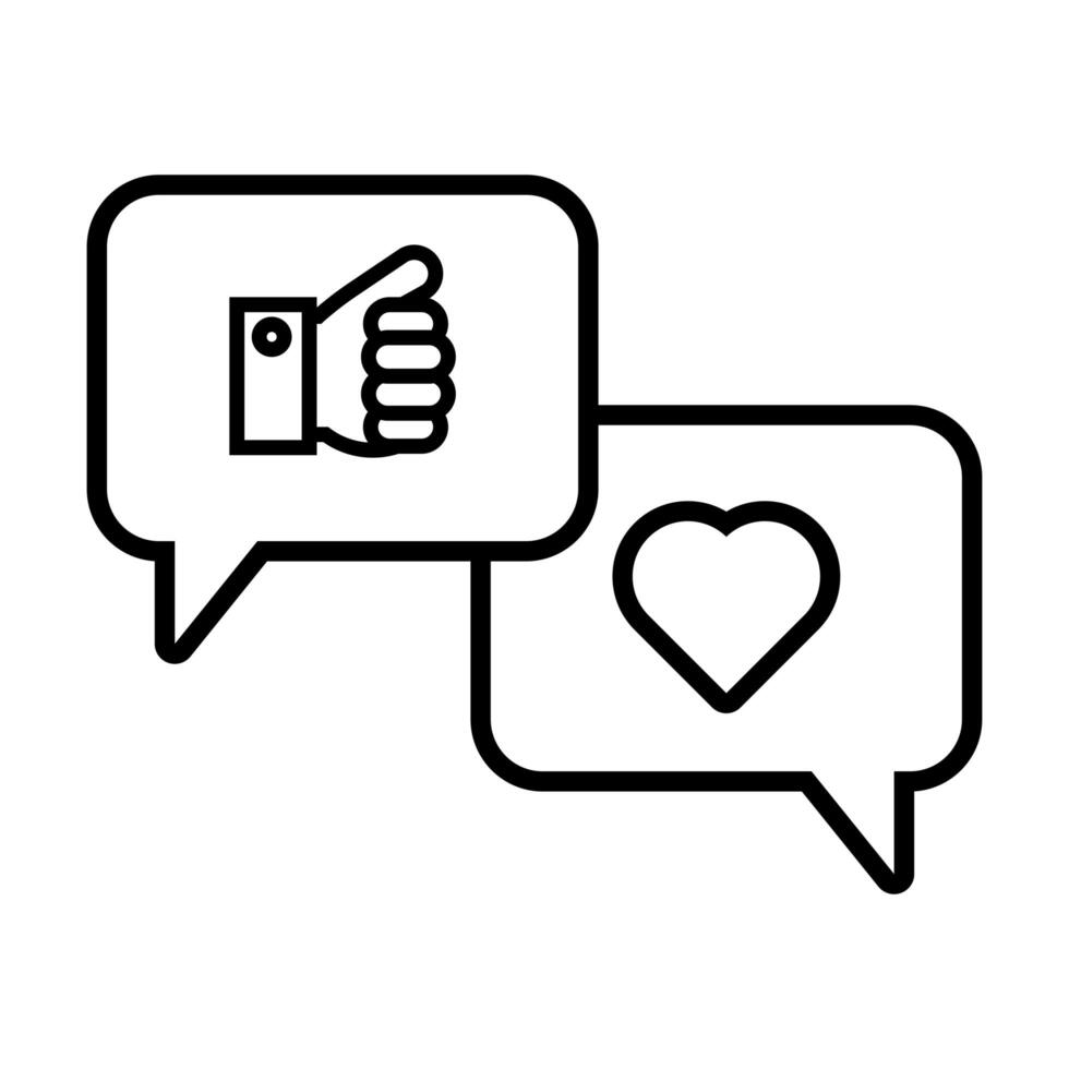 speech bubbles with social media line style icon vector
