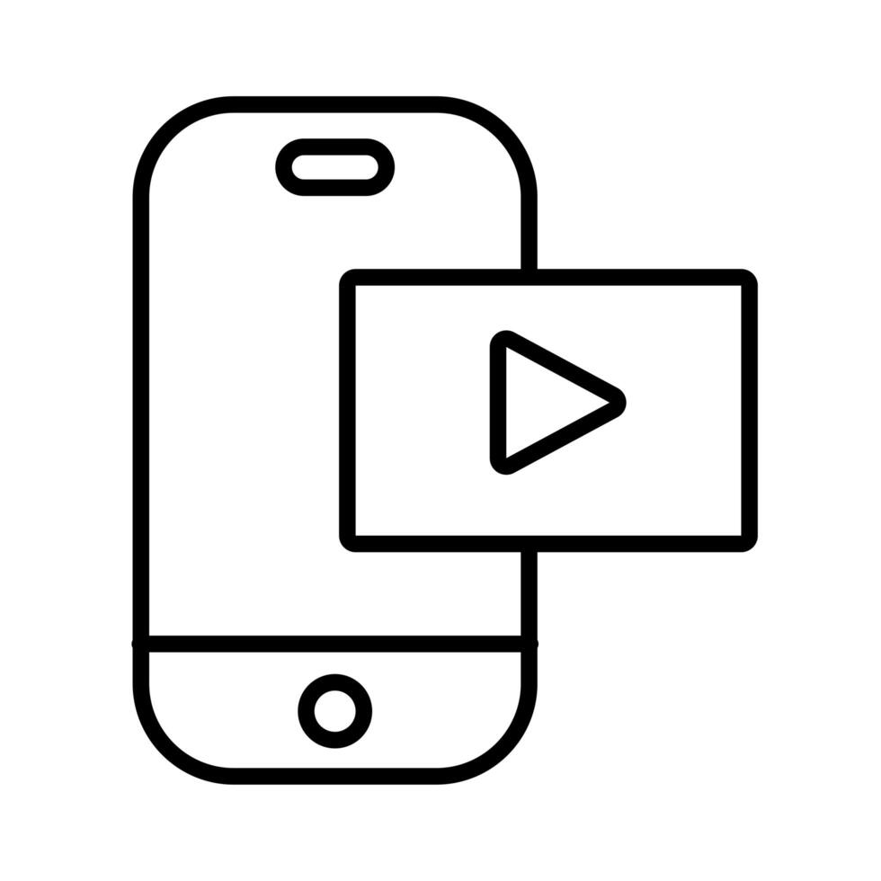 smartphone with play button line style vector