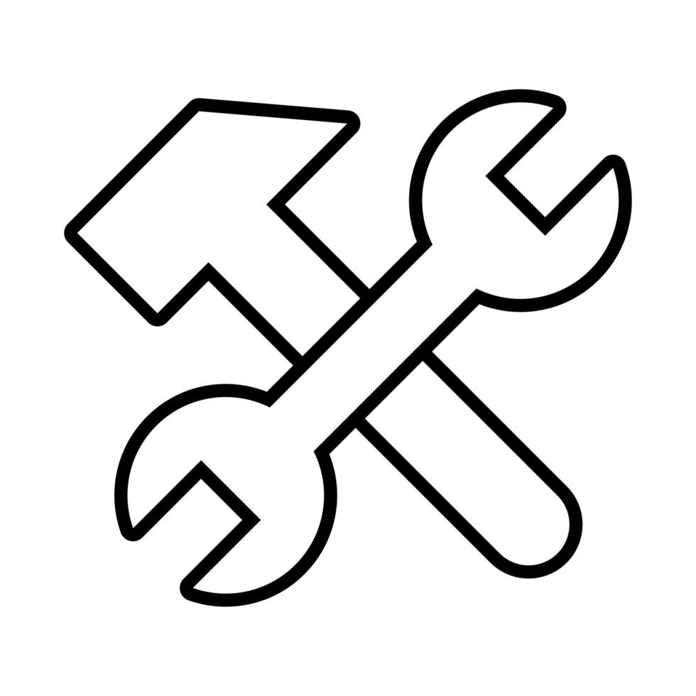 wrench and hammer line style vector