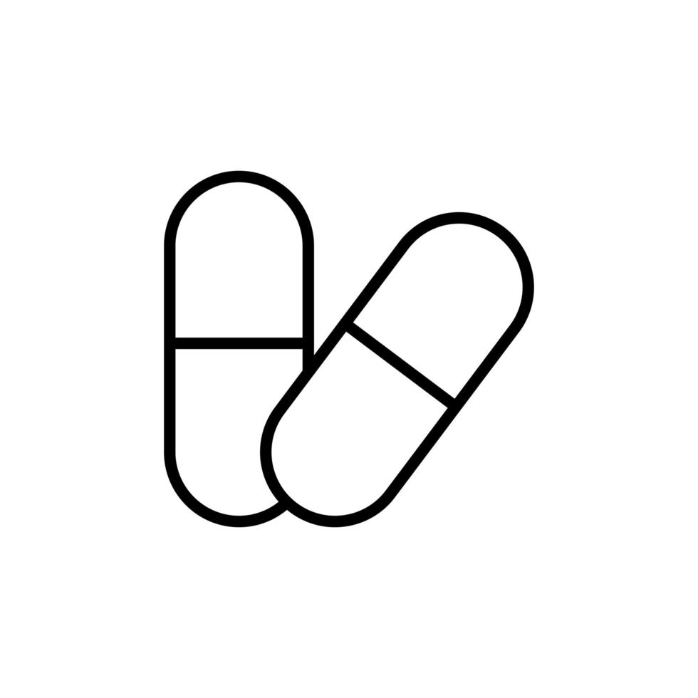 cápsulas de medicina icono de estilo de línea de drogas vector
