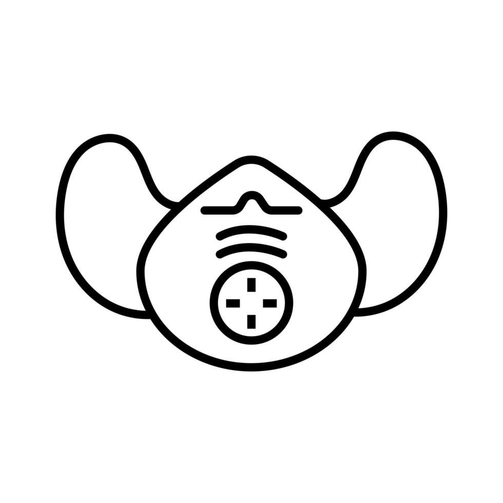 medical mask with filters respiratory accessory line style icon vector