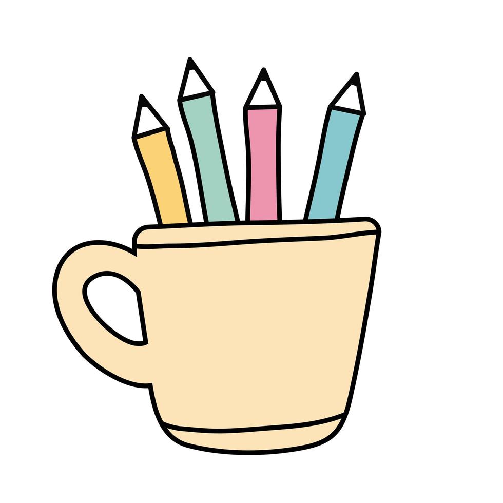 pencils holders free form style icon vector