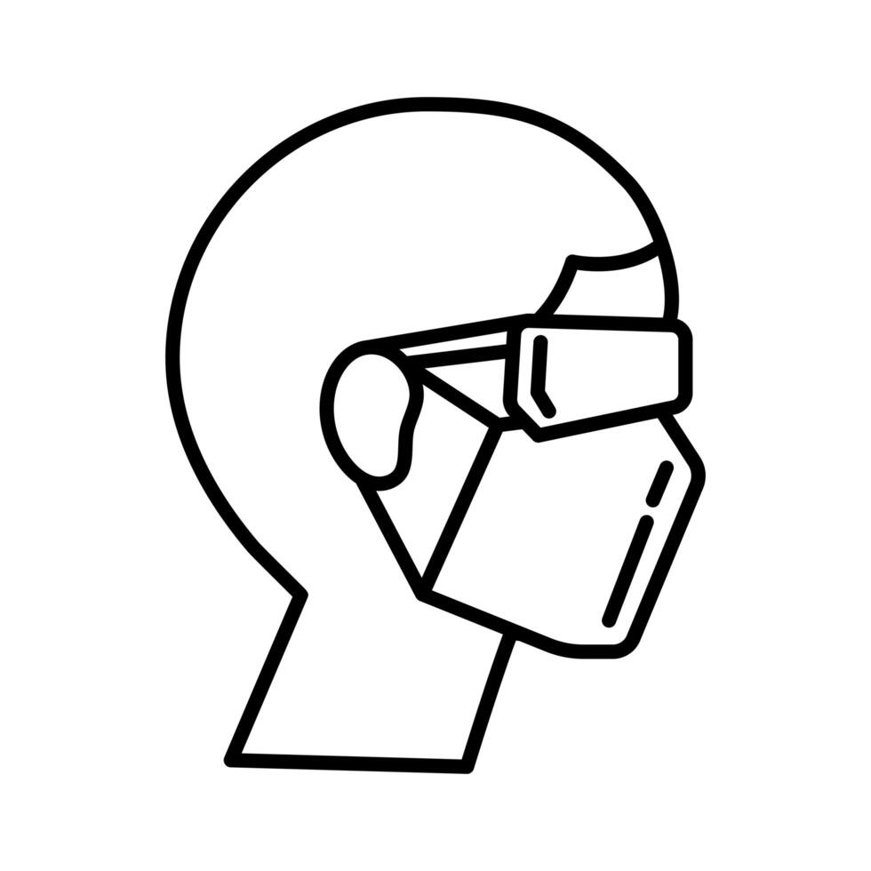 profile man wearign medical mask respiratory accessory line style icon vector