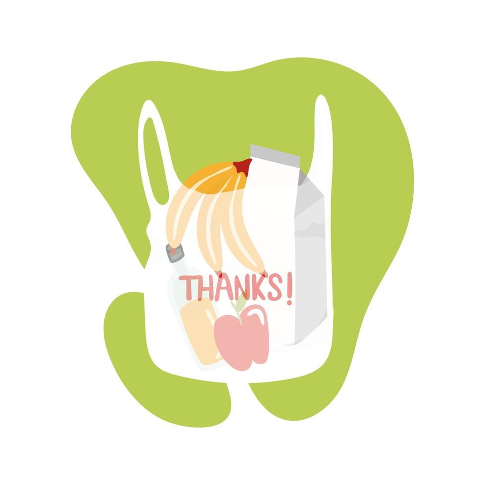 groceries in plastic bag block style vector