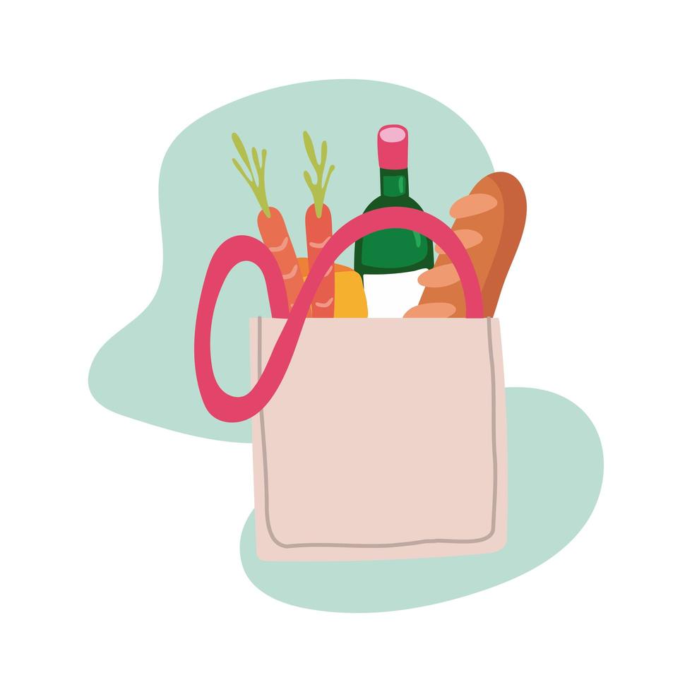 groceries in bag block style vector