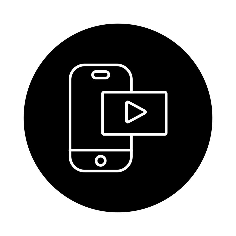 smartphone with play button line style vector