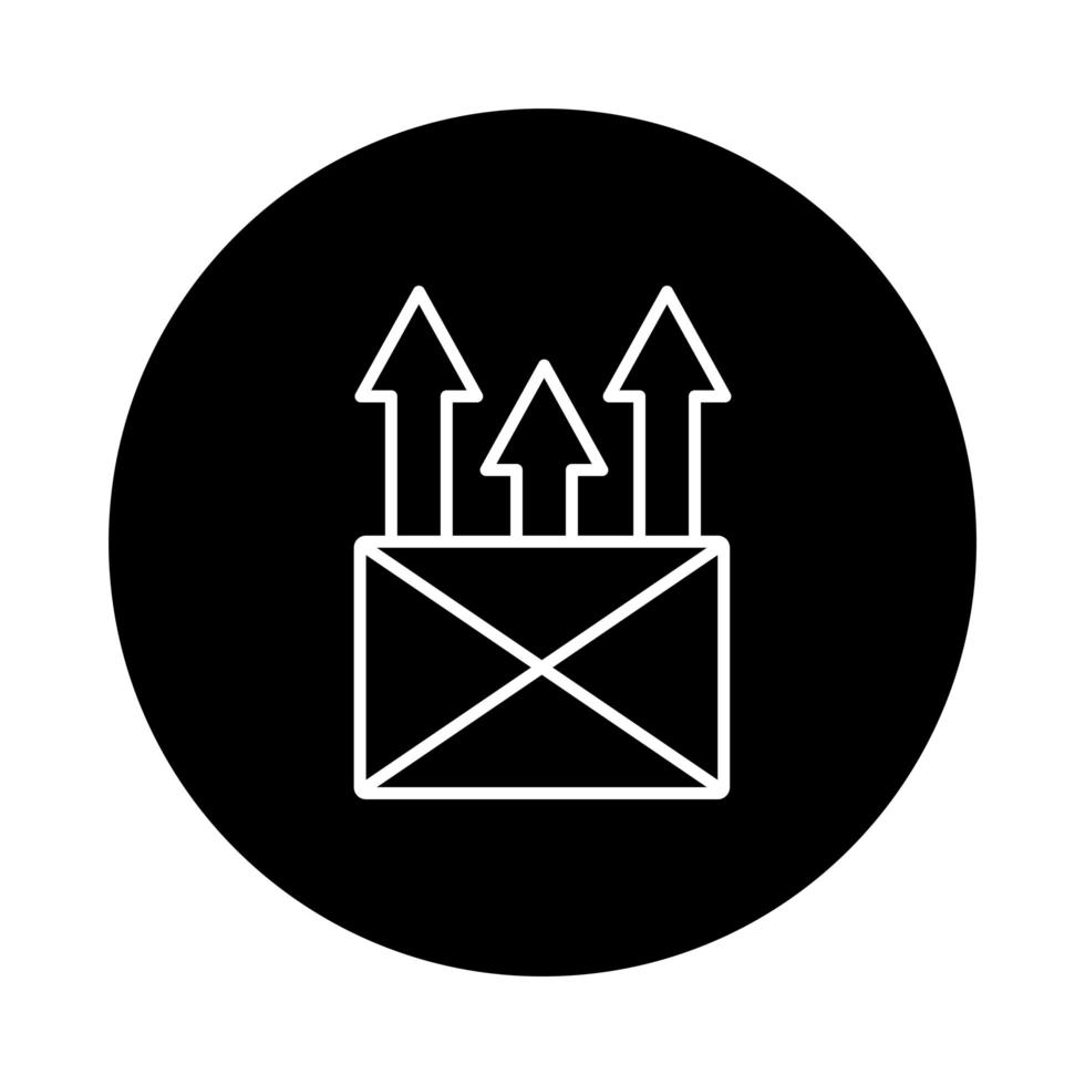 envelope mail send with arrows up line style vector