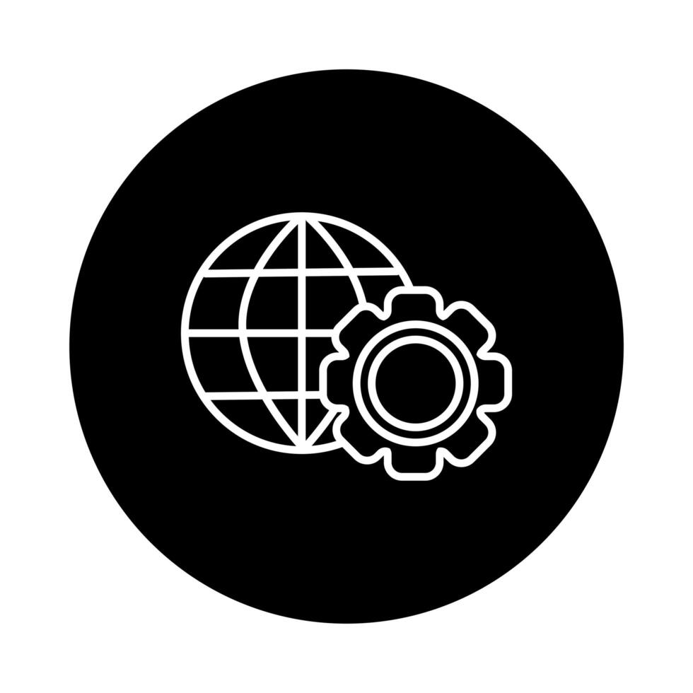 gears settings with sphere browser line style vector